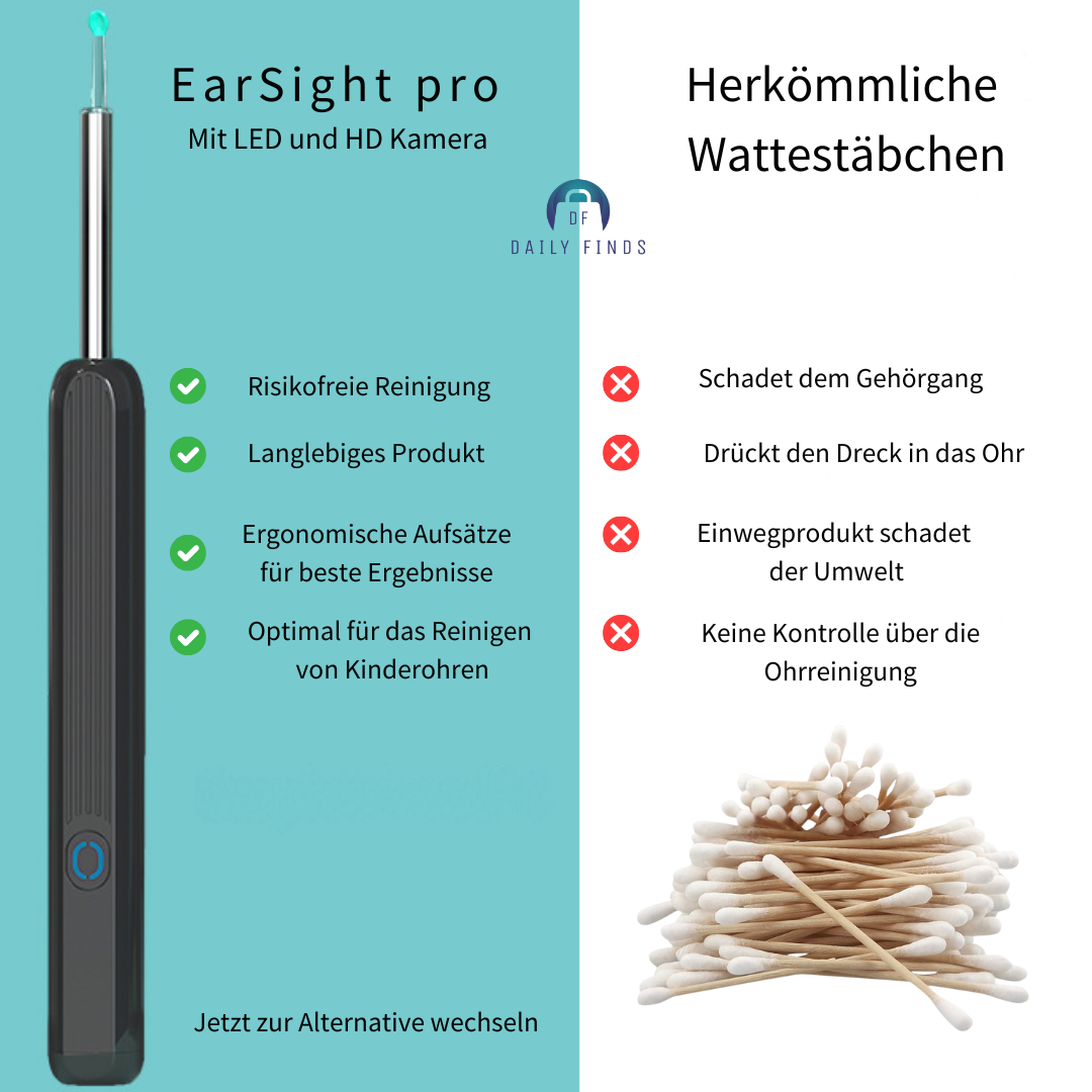 EarSight Pro - Ohrreinigungs-Set mit LED und HD Kamera