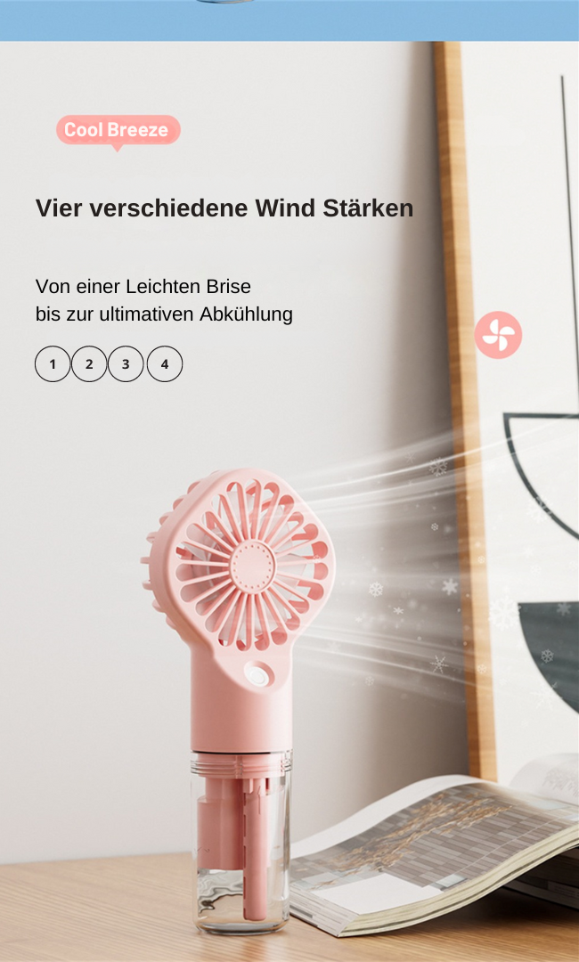 Tragbarer USB-Lüfter mit Nebelfunktion | Erfrischender Kaltnebel-Ventilator