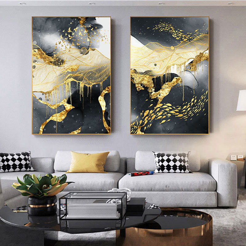 Golden Black And White Wall Art Posters And